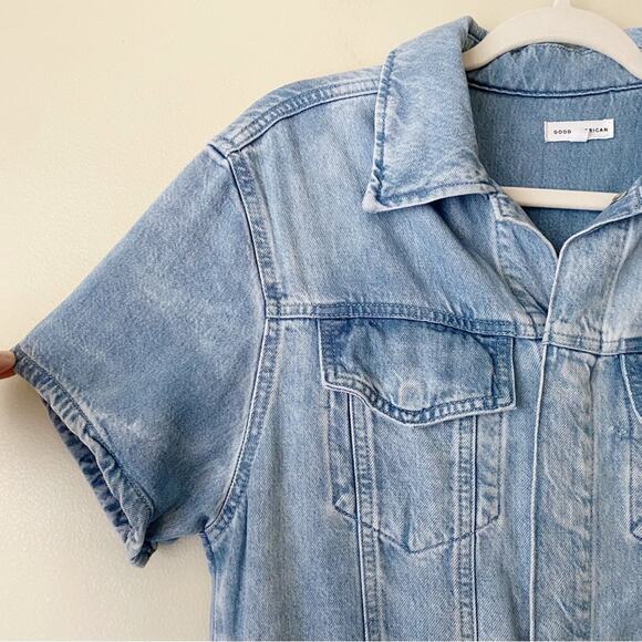 Good American | Weightless Short Jumpsuit Denim Romper Indigo Blue Medium - Picture 4 of 11